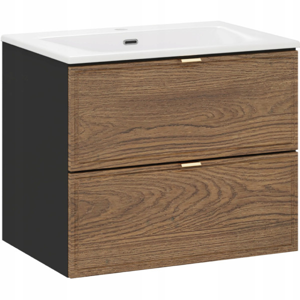 Szafka łazienkowa TALIA CASELLA 82-60 DĄB z białą umywalką 60 cm 649683