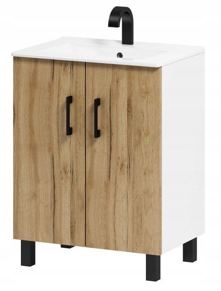 Szafka łazienkowa Viki 60 z umywalką dąb Craft złoty/biały 522443