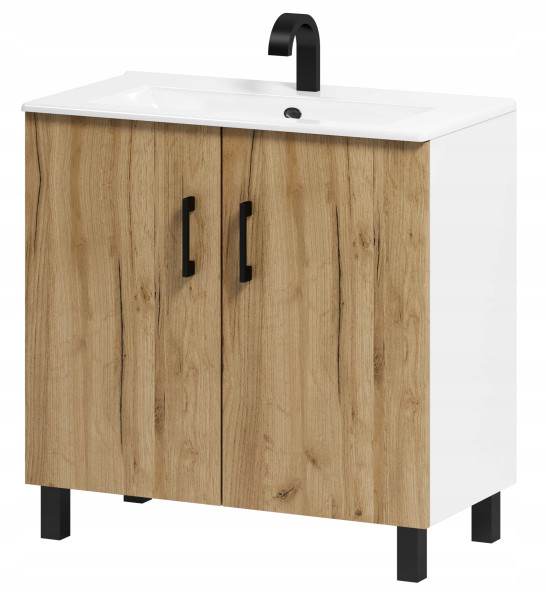Szafka łazienkowa Viki 80 z umywalką dąb Craft złoty/biały 522472