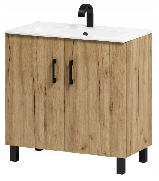 Szafka łazienkowa Viki 80 z umywalką dąb Craft złoty 522451