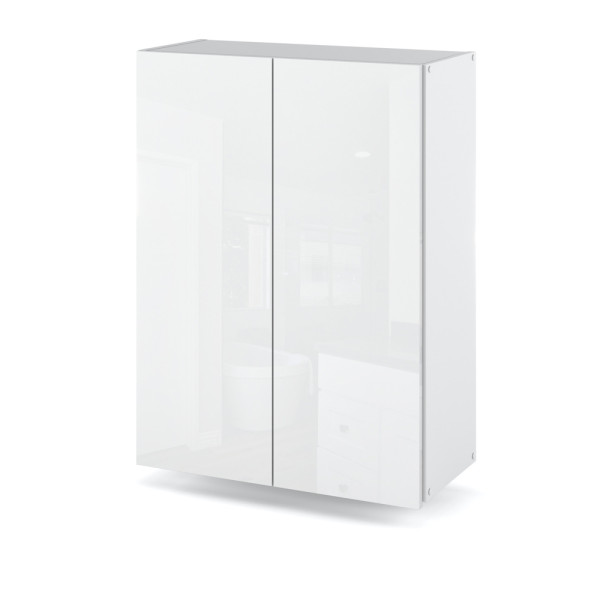 Szafka łazienkowa wisząca 60cm zamykana biały wysoki połysk 377102