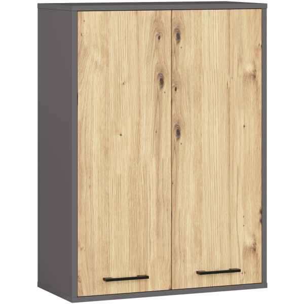 Szafka łazienkowa wisząca akord fin grafit szary, dąb artisan 64x30x94 cm 709816