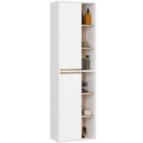 Szafka łazienkowa wisząca AKORD VAMI Biała, Dąb Sonoma 50x170x30 cm 766487