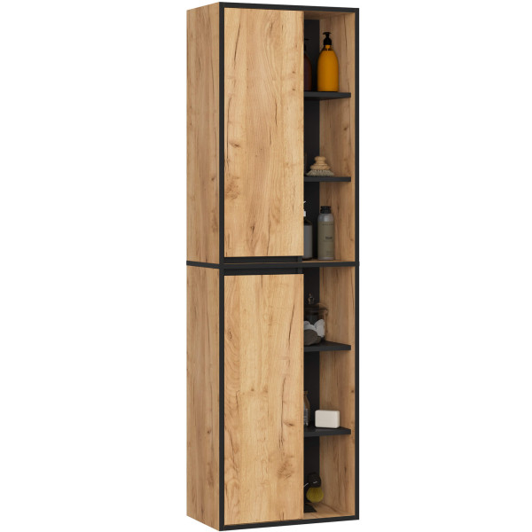 Szafka łazienkowa wisząca AKORD VAMI Dąb Craft, Czarny 50x170x30 cm 766488