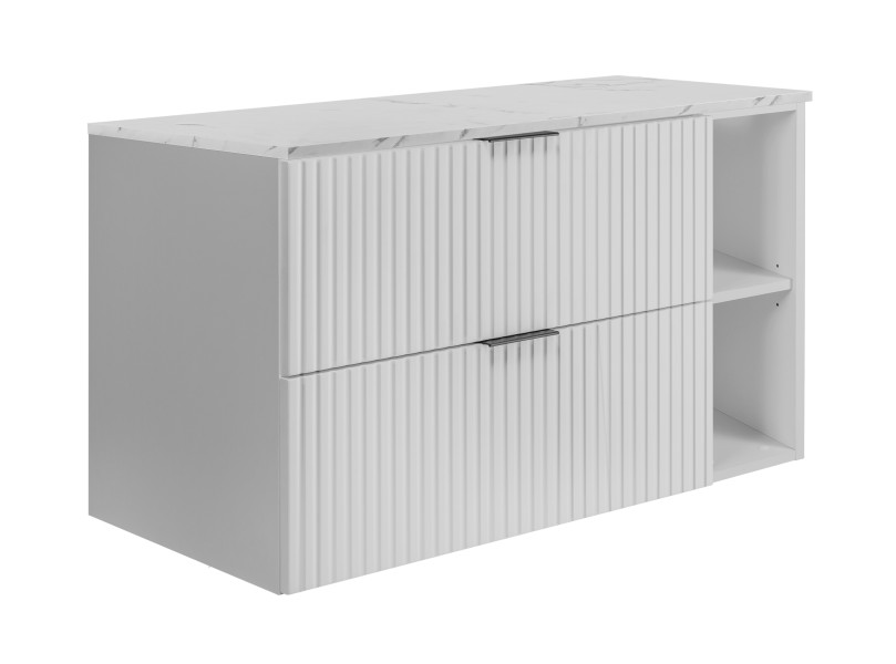 Szafka łazienkowa wisząca, biała / blat biały marmur (MDF),100 x 57 x 46 cm 1060236