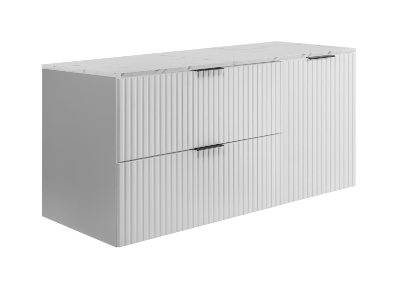Szafka łazienkowa wisząca, biała / blat marmur (MDF), 120 x 57 x 46 cm 1060041
