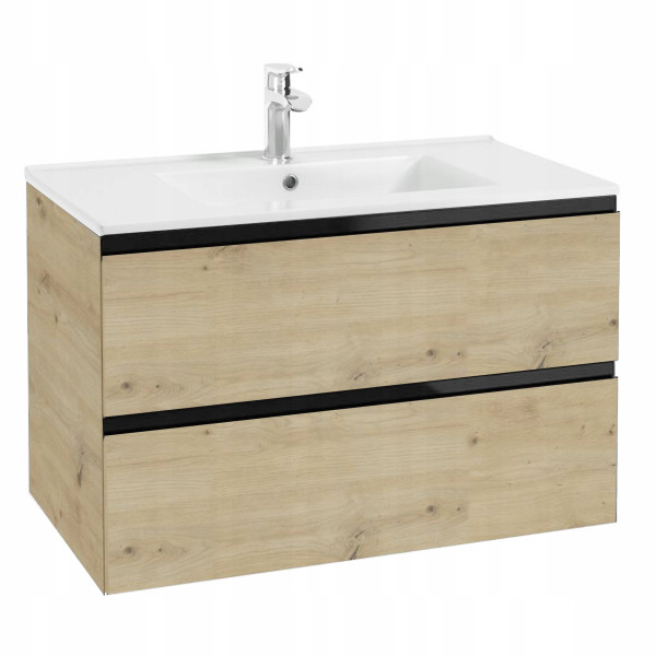 Szafka Łazienkowa Wisząca Dąb Artisan z Umywalką 80 cm Szuflady SoftClose 996474