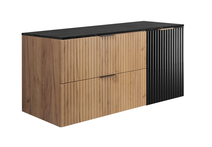 Szafka łazienkowa wisząca, dąb Craft / blat marmur (MDF), 120 x 57 x 46 cm 1060048