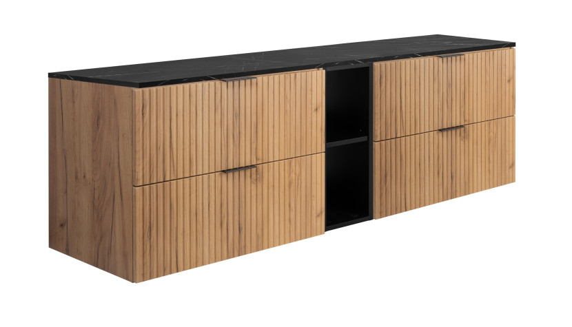 Szafka łazienkowa wisząca, dąb Craft / blat marmur (MDF), 180 x 57 x 46 cm 1060173
