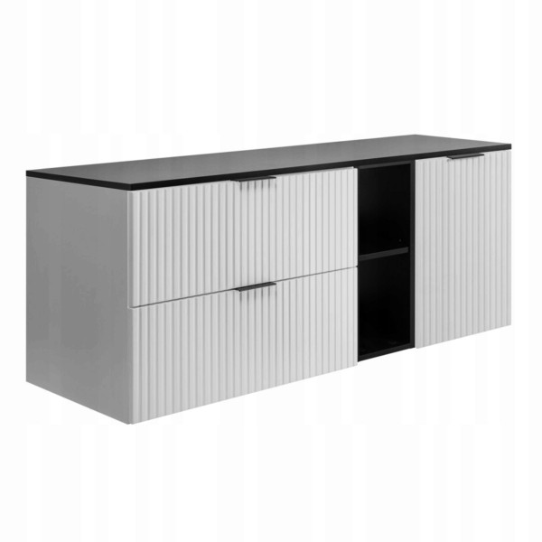 Szafka Łazienkowa Wisząca Jednodrzwiowa Biała Blat Regał Czarny 120X46 Mdf 1058806
