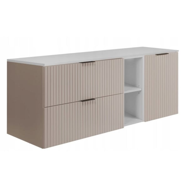 Szafka Łazienkowa Wisząca Jednodrzwiowa Kaszmir Blat Regał Biały 120X46 Mdf 1058923