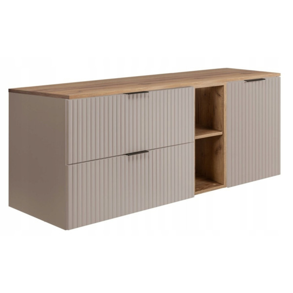 Szafka Łazienkowa Wisząca Jednodrzwiowa Kaszmir Blat Regał Dąb 120X46 Mdf 1058847