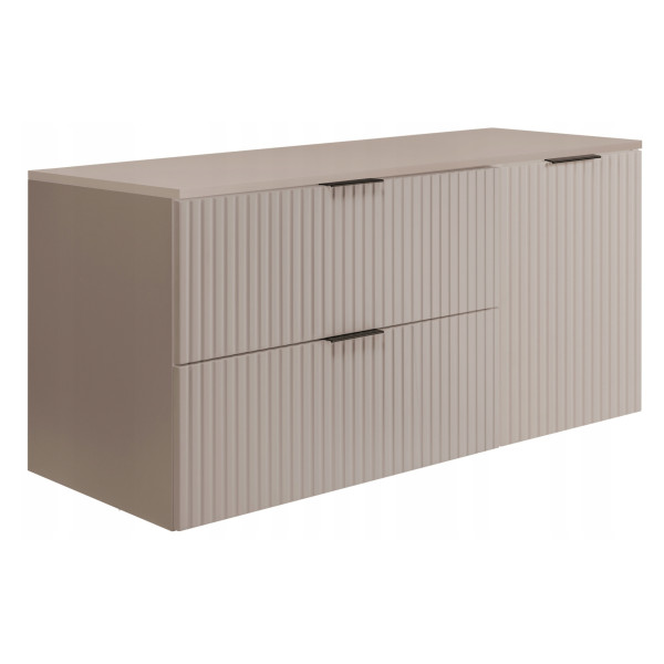 Szafka Łazienkowa Wisząca Kaszmir Szuflady Drzwi Flisan 120X46 Cm Z Blatem 1058801