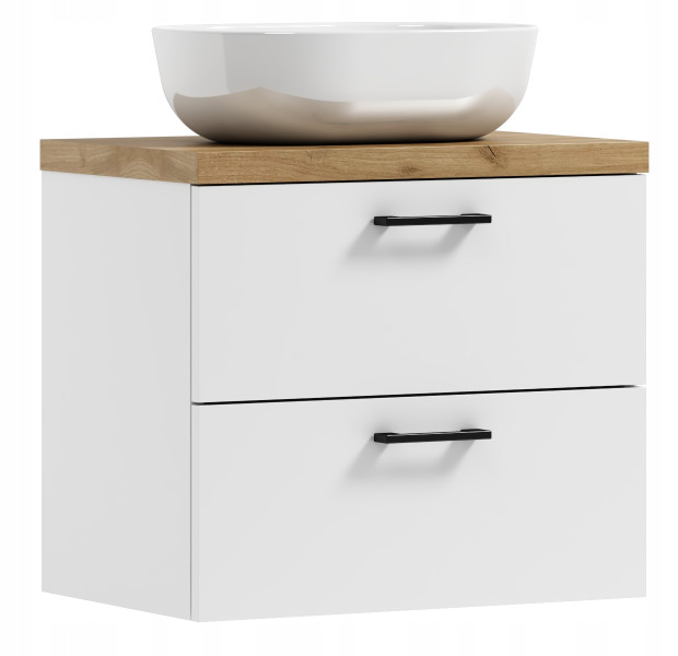 Szafka łazienkowa wisząca LUNA 50 biały/dąb craft złoty z umywalką Blanco 522468