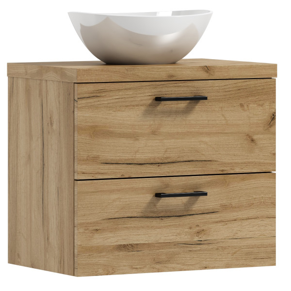 Szafka łazienkowa wisząca LUNA 50 dąb craft złoty z umywalką Eliza B 522463