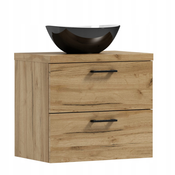 Szafka łazienkowa wisząca LUNA 50 dąb craft złoty z umywalką Eliza C 522470