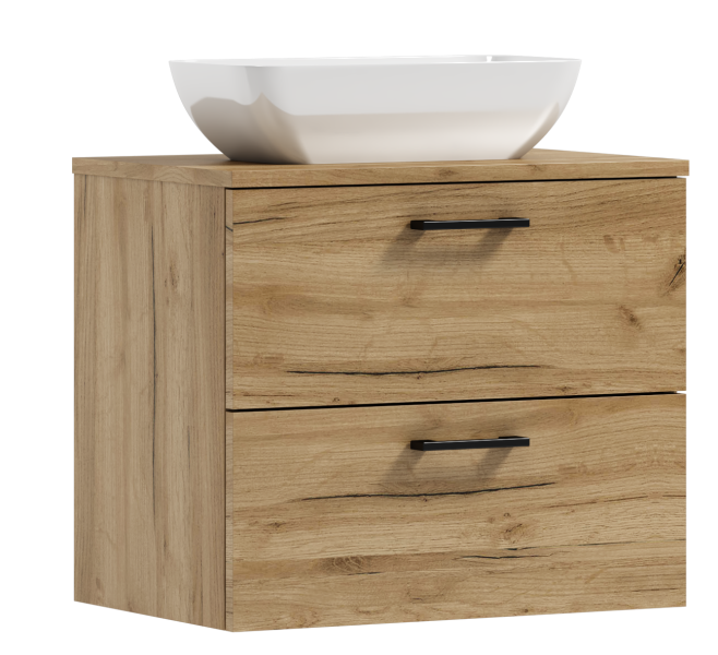 Szafka łazienkowa wisząca LUNA 50 dąb craft złoty z umywalką Lara 568338