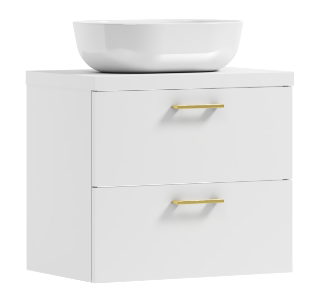 Szafka łazienkowa wisząca LUNA 60 biała/GOLD z umywalką Blanco 568339