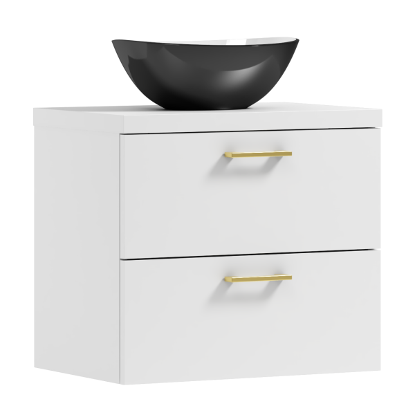 Szafka łazienkowa wisząca LUNA 60 biała/GOLD z umywalką Eliza C 568348
