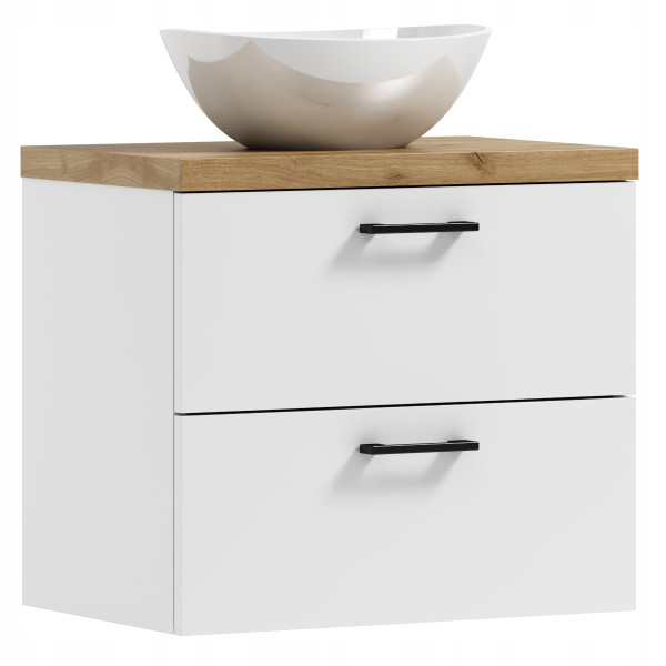 Szafka łazienkowa wisząca LUNA 60 biały/dąb craft złoty z umywalką Eliza B 522440
