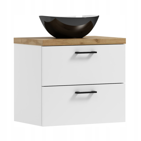 Szafka łazienkowa wisząca LUNA 60 biały/dąb craft złoty z umywalką Eliza C 522456