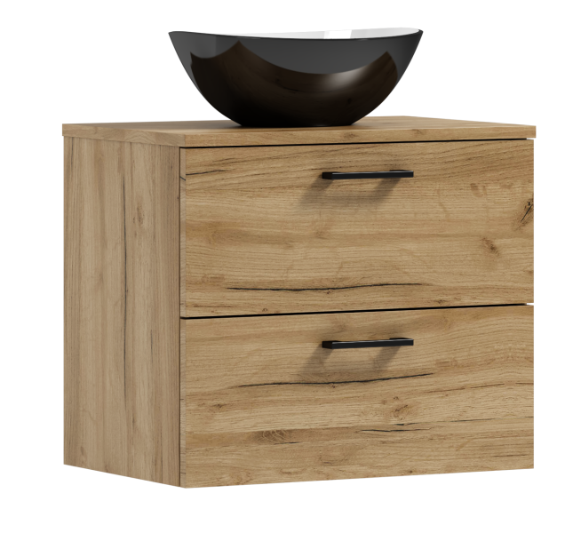 Szafka łazienkowa wisząca LUNA 60 dąb craft złoty z umywalką Eliza C 568346