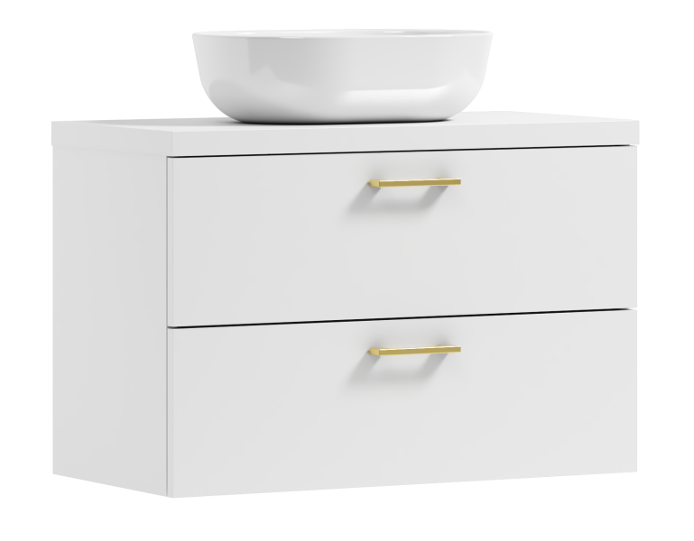 Szafka łazienkowa wisząca LUNA 80 biały/GOLD z umywalką Blanco 568364