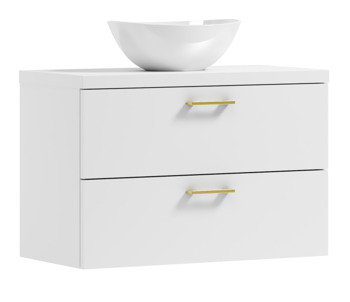 Szafka łazienkowa wisząca LUNA 80 biały/GOLD z umywalką Eliza B 568355