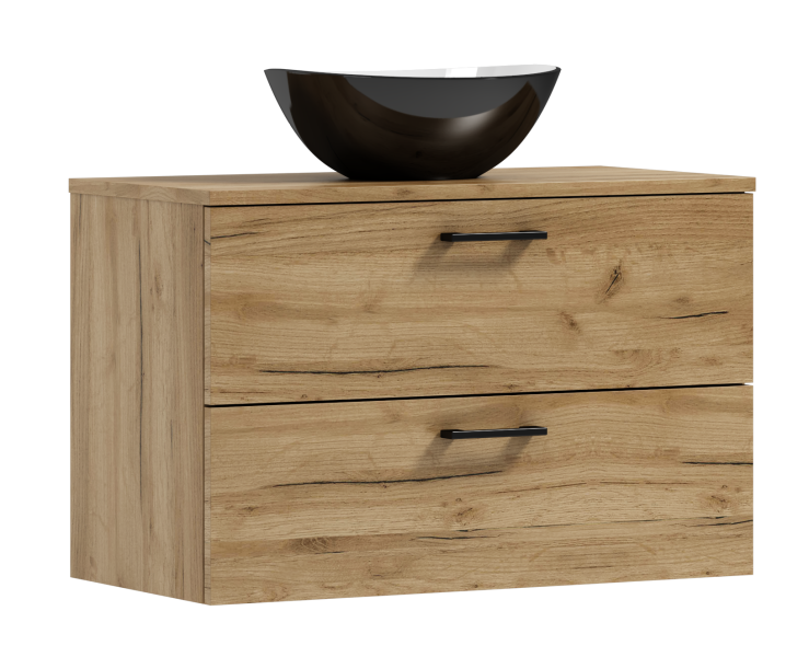 Szafka łazienkowa wisząca LUNA 80 dąb craft złoty z umywalką Eliza C 568357