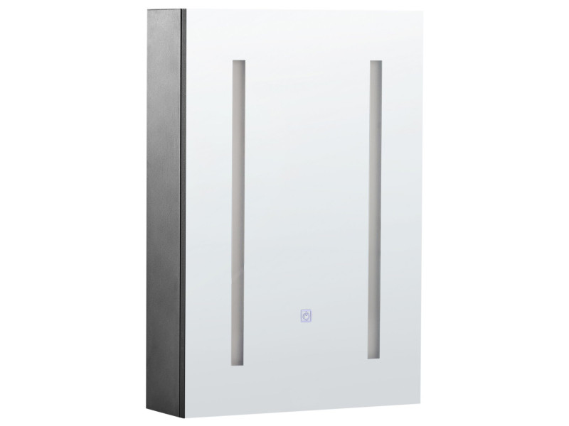 Szafka łazienkowa wisząca lustro LED czarna 298064