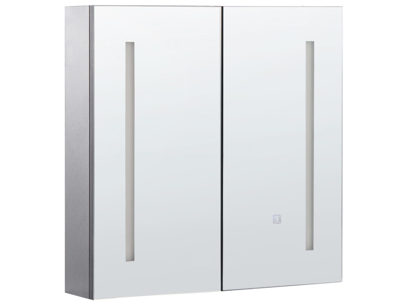 Szafka łazienkowa wisząca lustro LED czarna 298065