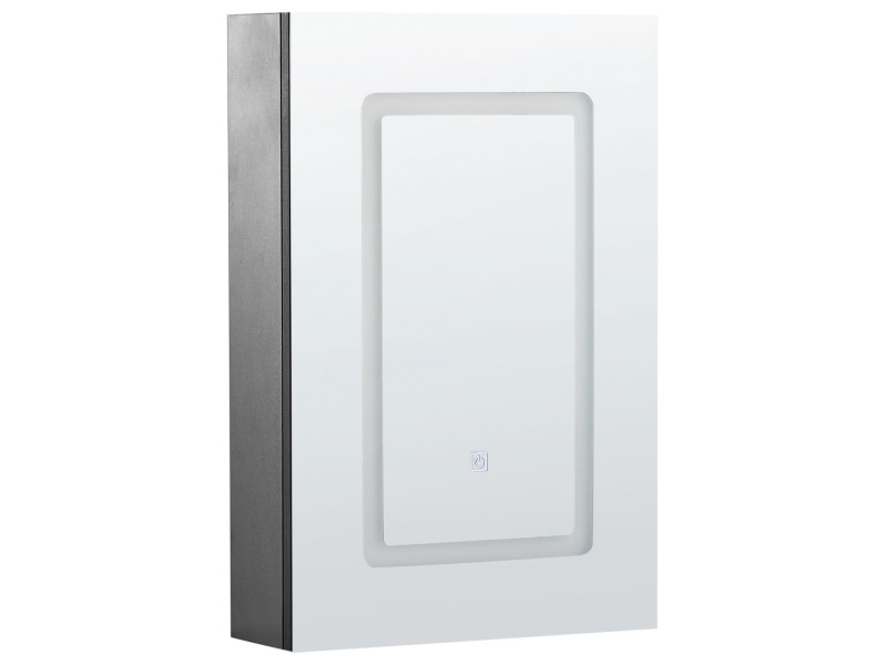 Szafka łazienkowa wisząca lustro LED czarna 298066