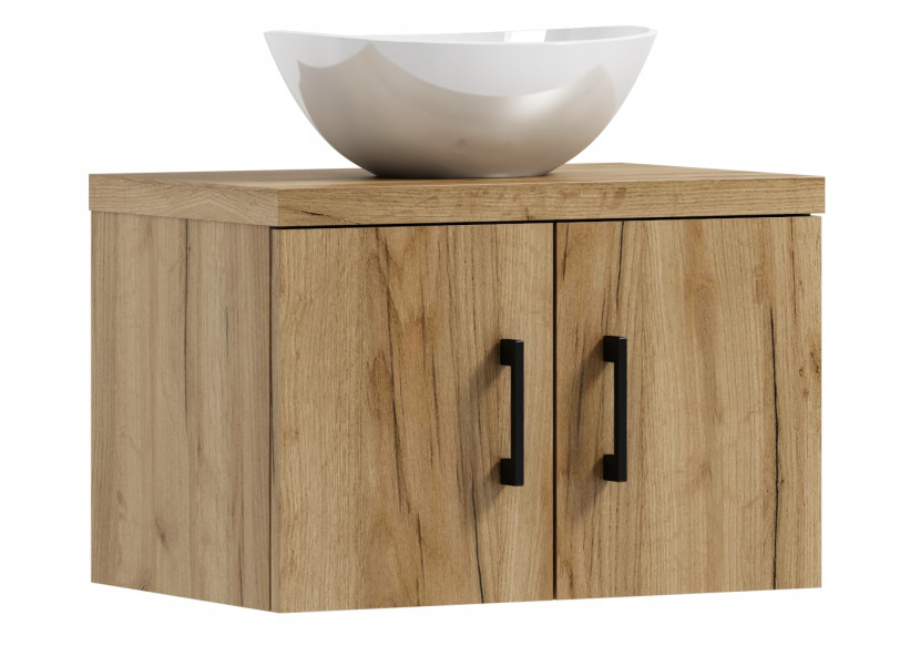 Szafka łazienkowa wisząca MARKUS 50 dąb craft złoty z umywalką Eliza B 522473