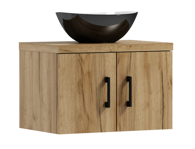 Szafka łazienkowa wisząca MARKUS 50 dąb craft złoty z umywalką Eliza C 635429