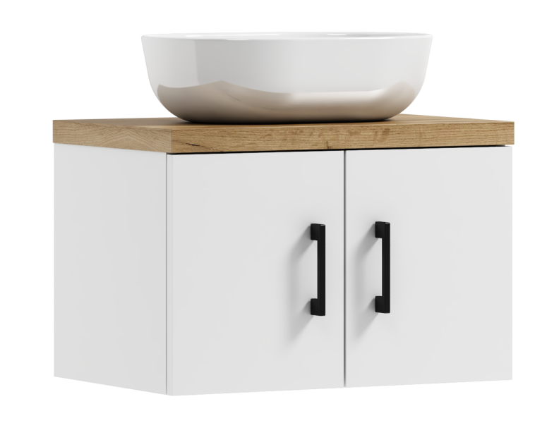 Szafka łazienkowa wisząca MARKUS 60 biały/dąb craft złoty z umywalką Blanco 633648
