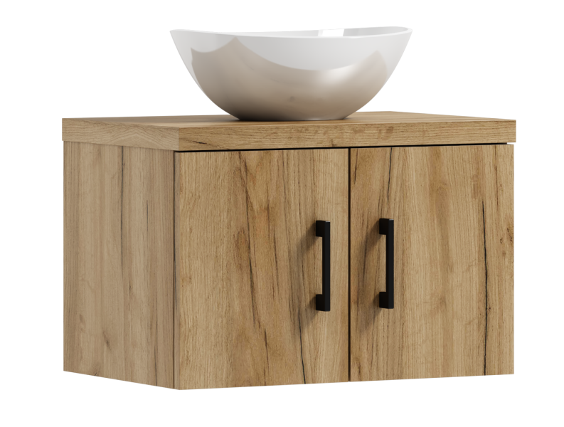 Szafka łazienkowa wisząca MARKUS 60 dąb craft złoty z umywalką Eliza B 633671