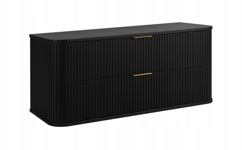 Szafka Łazienkowa Wisząca Pod Umywalkę 120 Cm Czarna Ryflowane Fronty Mdf 1058758