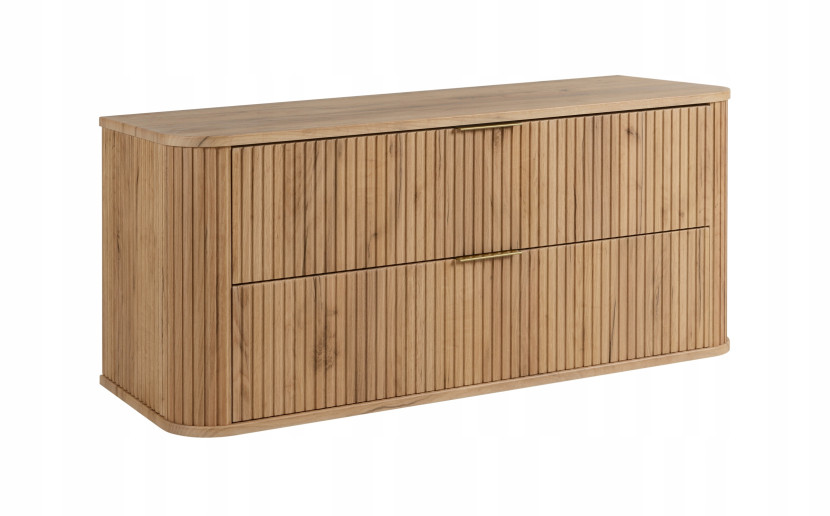 Szafka Łazienkowa Wisząca Pod Umywalkę 120 Cm Dąb Ryflowane Fronty Elesan 1058761