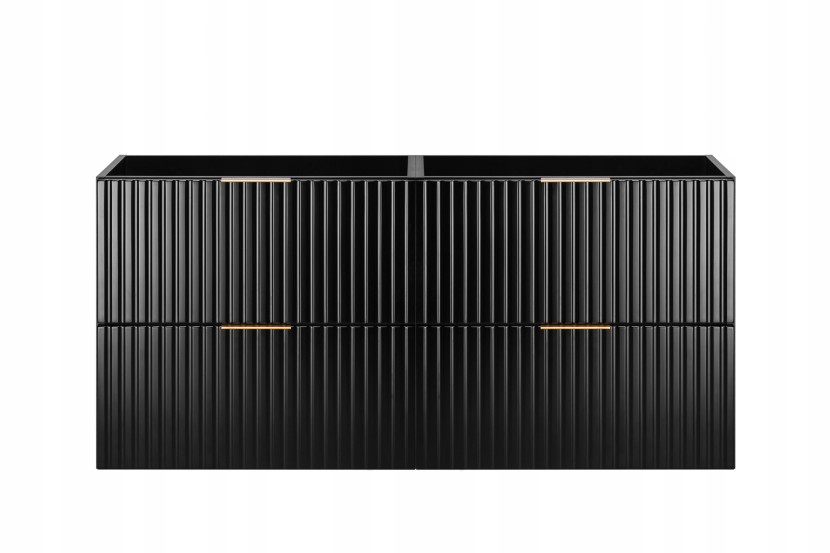 Szafka Łazienkowa Wisząca Pod Umywalkę 120X46 Cm Flisan Czarna Fronty Mdf 1058759