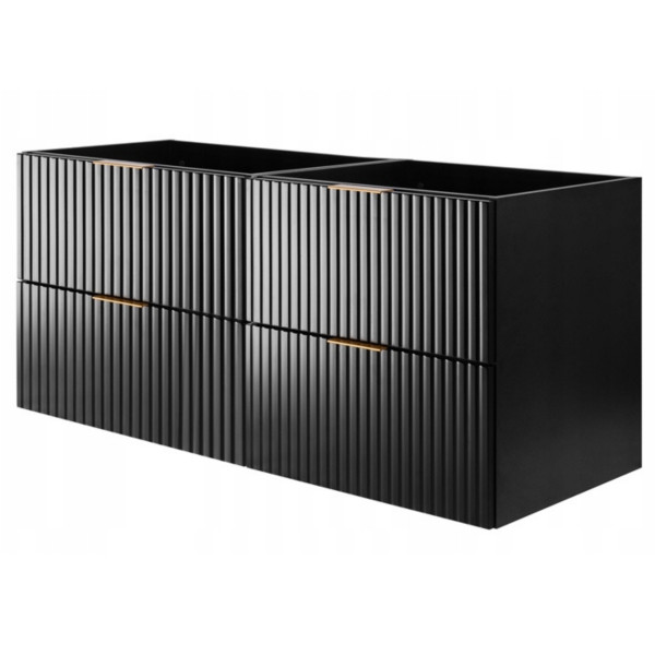 Szafka Łazienkowa Wisząca Pod Umywalkę 160X46 Cm Flisan Czarna Fronty Mdf 1058874