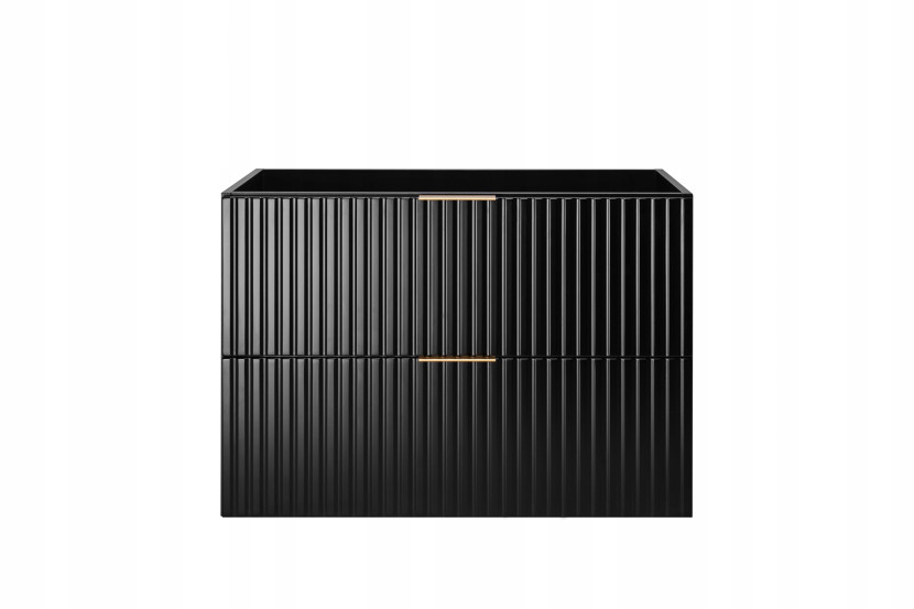 Szafka Łazienkowa Wisząca Pod Umywalkę 80X46 Cm Flisan Czarna Ryflowana 1058830