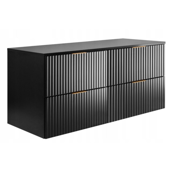 Szafka Łazienkowa Wisząca Pod Umywalkę Flisan 120X46 Cm Z Blatem Czarna 1058872