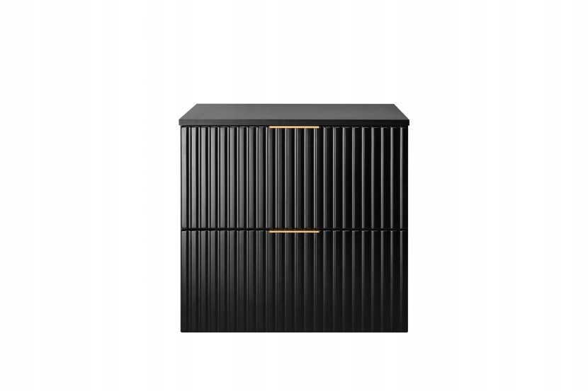 Szafka Łazienkowa Wisząca Pod Umywalkę Flisan 60X46 Cm Z Blatem Czarna Mdf 1058907
