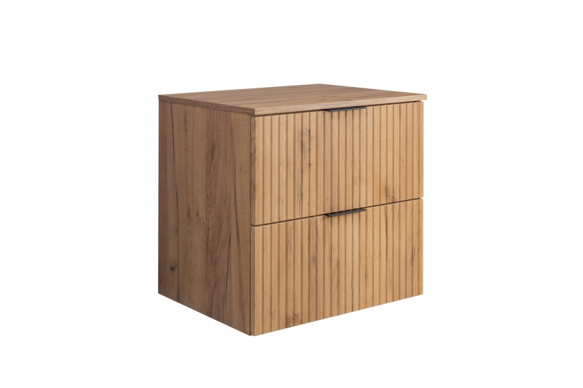 Szafka Łazienkowa Wisząca Pod Umywalkę Flisan 60X46 Cm Z Blatem Dąb Mdf 1058846