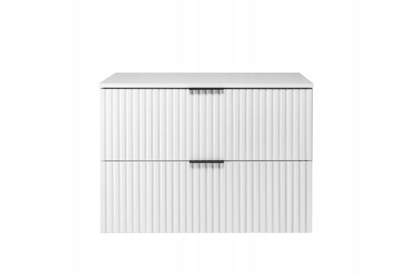 Szafka Łazienkowa Wisząca Pod Umywalkę Flisan 80X46 Cm Z Blatem Biała Mdf 1058825
