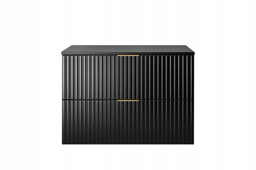 Szafka Łazienkowa Wisząca Pod Umywalkę Flisan 80X46 Cm Z Blatem Czarna Mdf 1058892