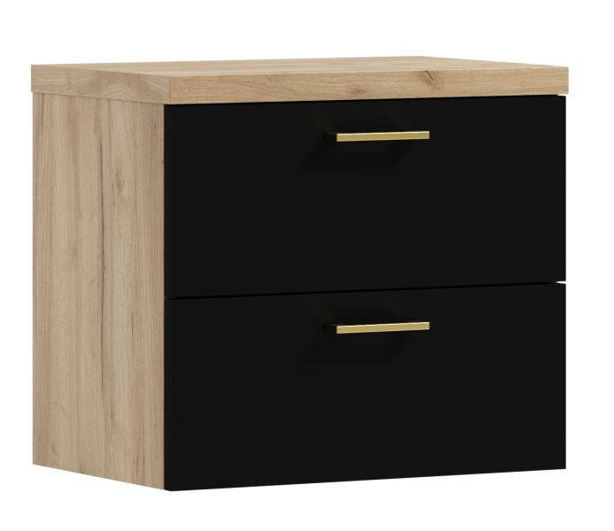 Szafka łazienkowa wisząca pod umywalkę LUNA 50 czarny/dąb craft złoty 570823