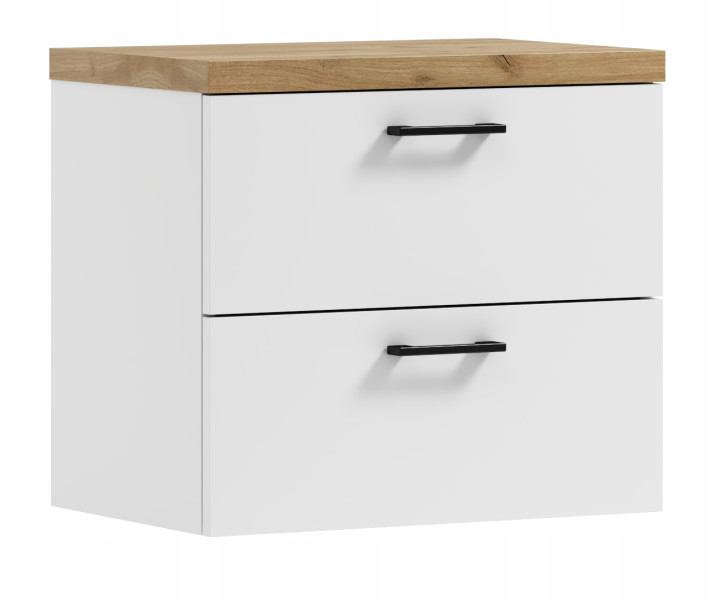 Szafka łazienkowa wisząca pod umywalkę LUNA 60 biała/dąb craft złoty 570812