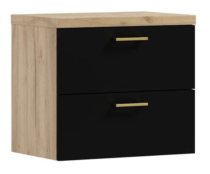 Szafka łazienkowa wisząca pod umywalkę LUNA 60 czarny/dąb craft złoty 570816