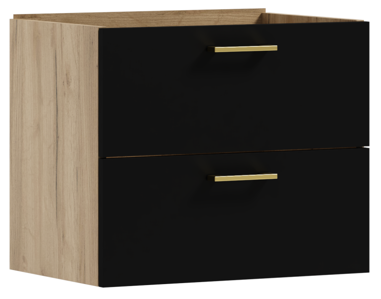 Szafka łazienkowa wisząca pod umywalkę LUNA 60 czarny/dąb craft złoty 575783